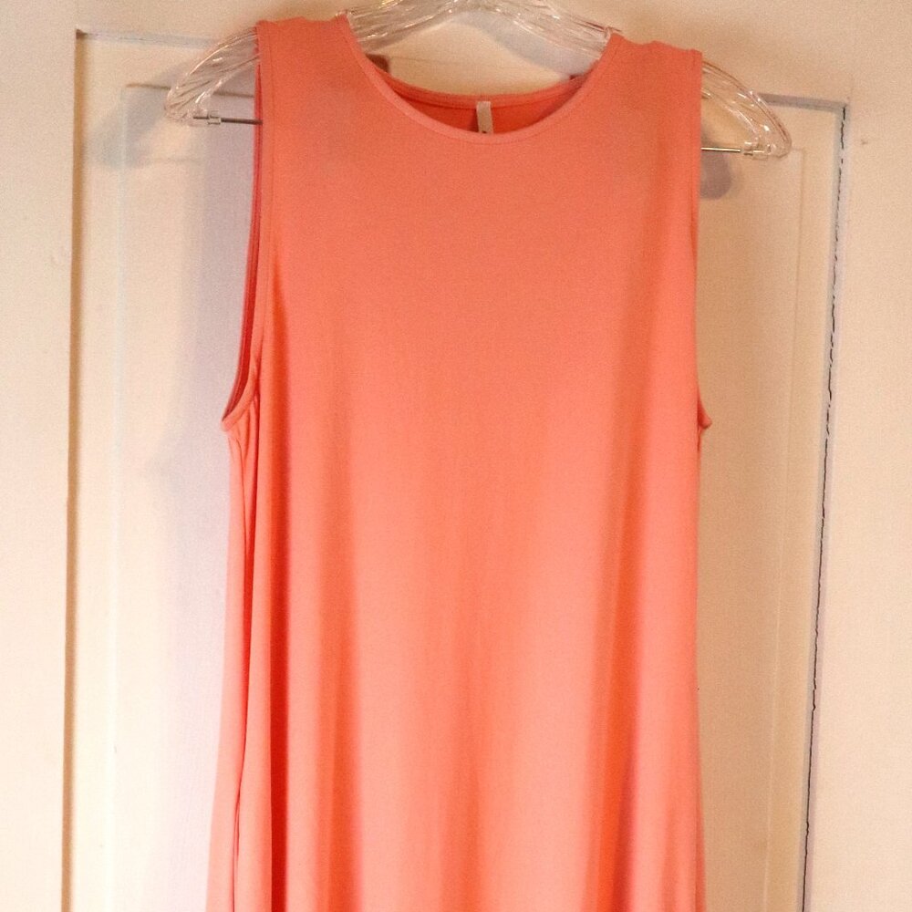 Womens Large 22 Pops Peach Milksilk Sundress Beach Coastal Dress Pockets